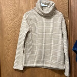 J. Crew Tan Plaid Turtleneck Top